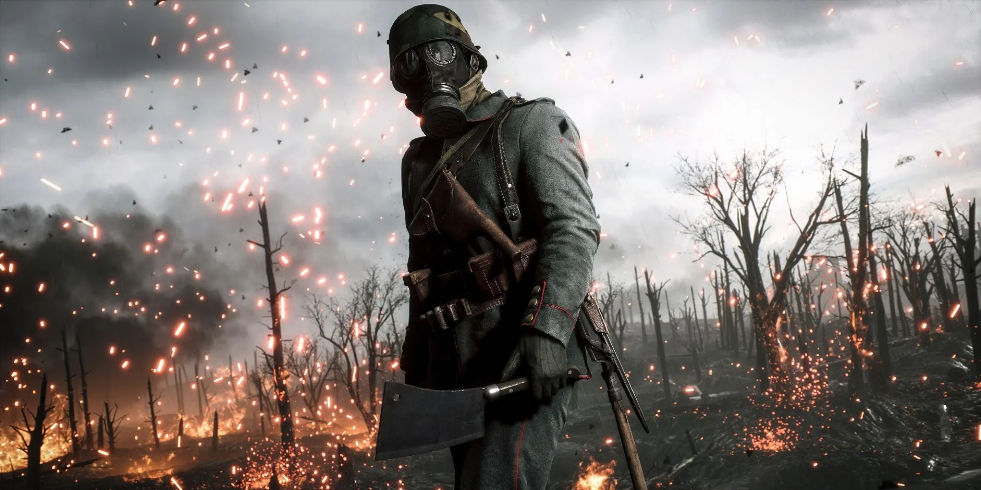 Binh lính với mặt nạ phòng độc trong Battlefield 1