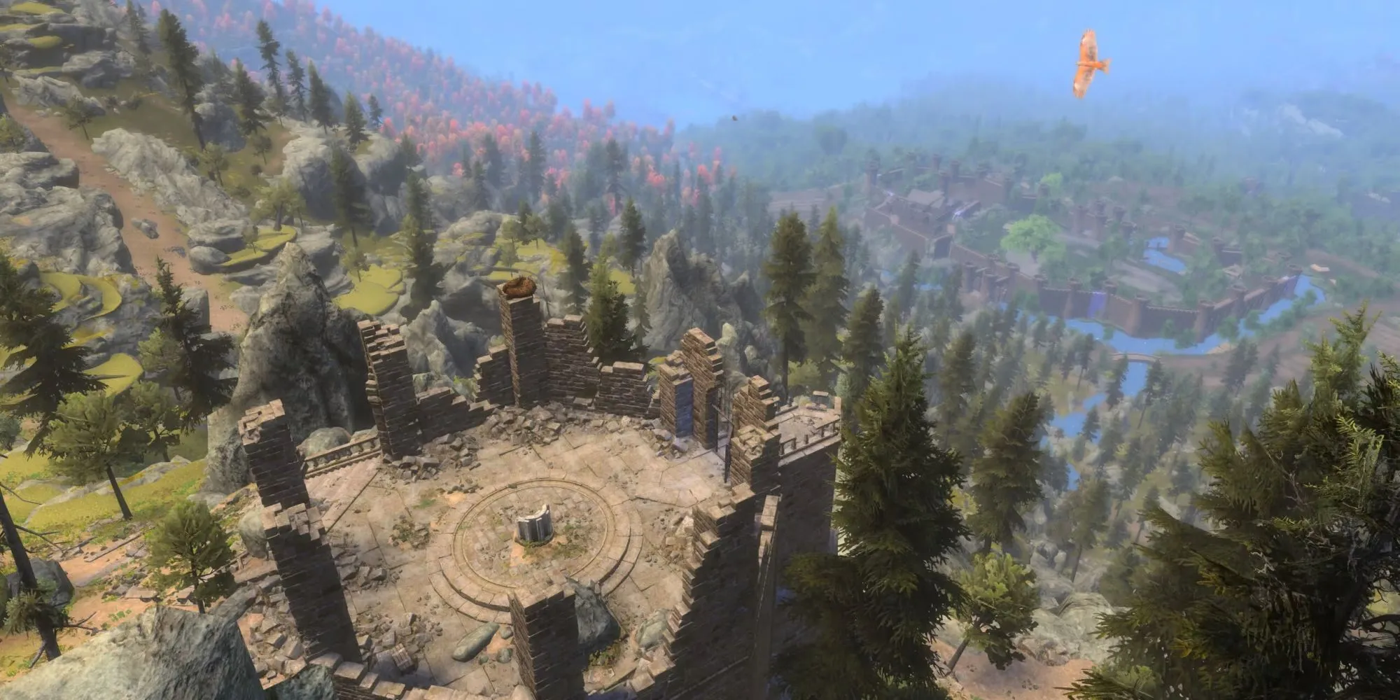 Bối cảnh tàn tích trong Skyblivion, minh họa khả năng tương thích với các mod đồ họa của Skyrim.