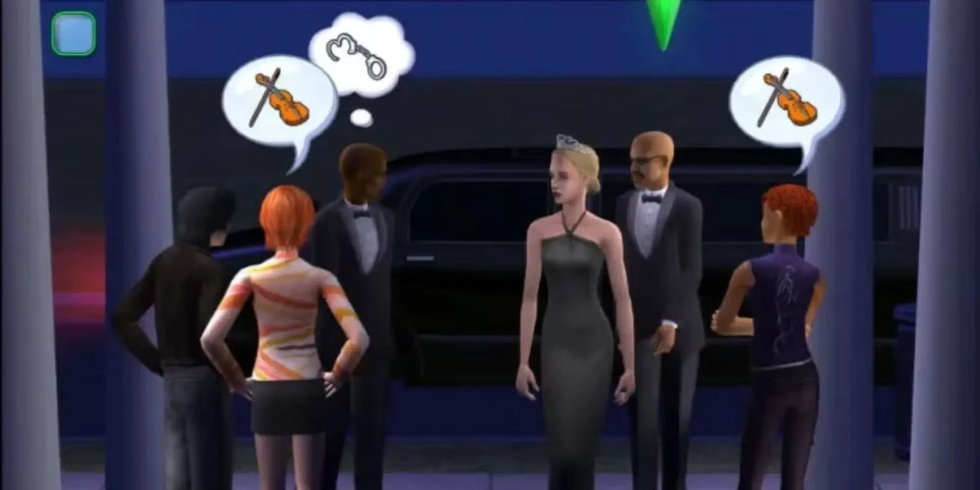 Các Sim trao đổi trong một sự kiện thảm đỏ trong The Sims 2