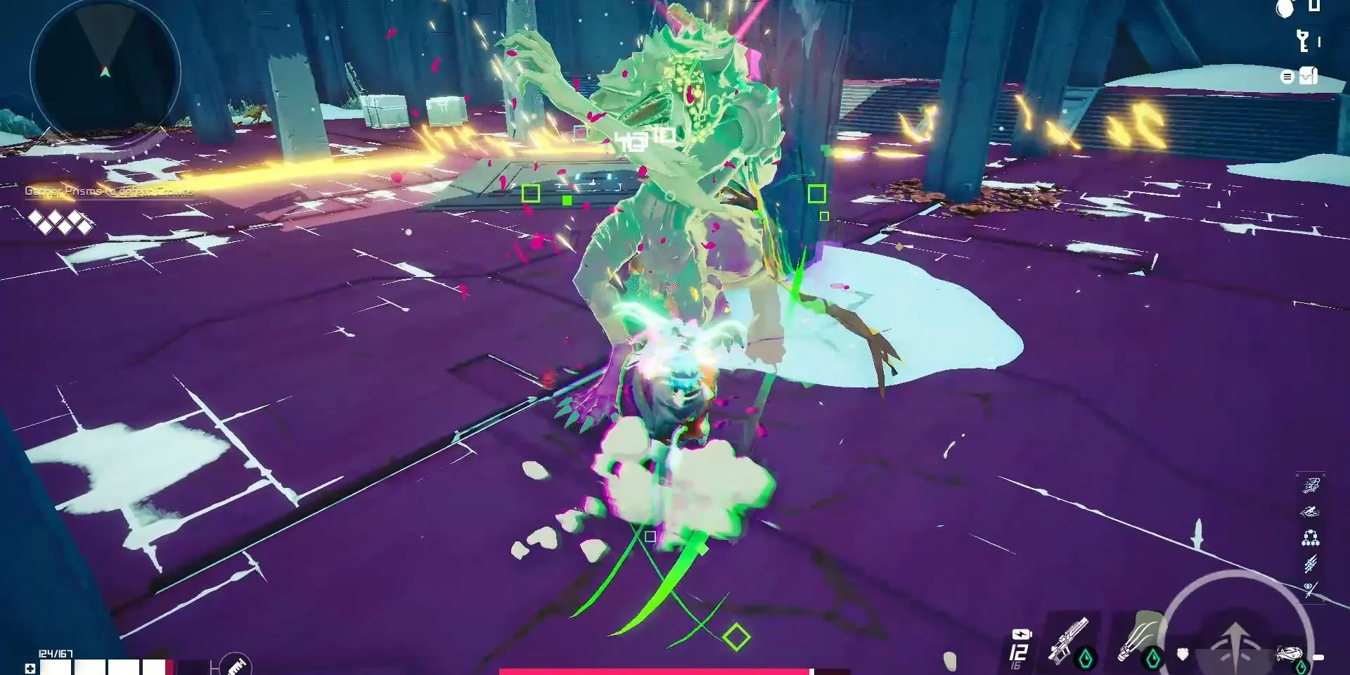 Cảnh chiến đấu trong game hành động roguelike Hyper Light Breaker