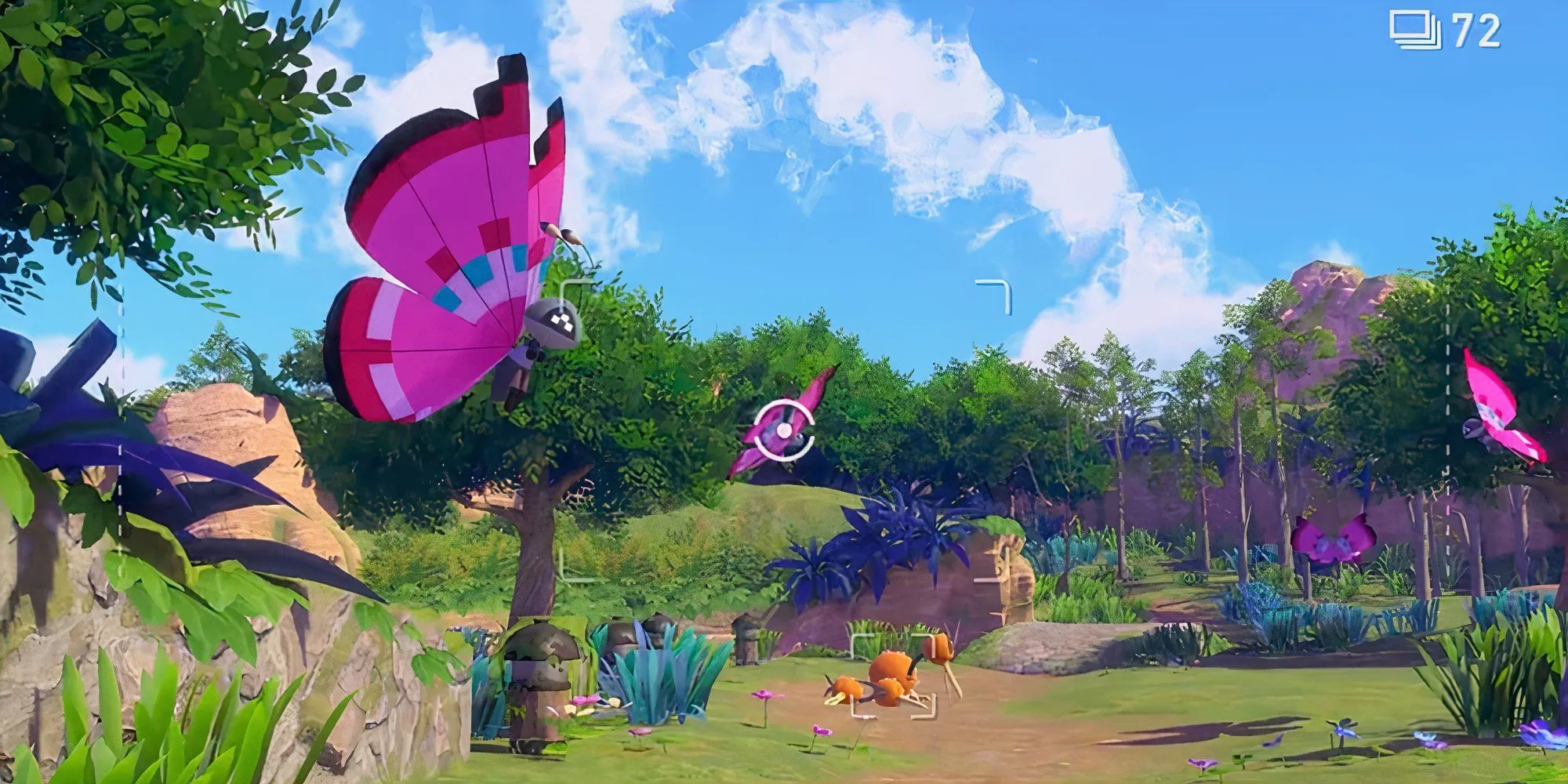 Cảnh người chơi chụp ảnh Pokemon Scorbunny đang chạy trên đường đi trong game New Pokemon Snap