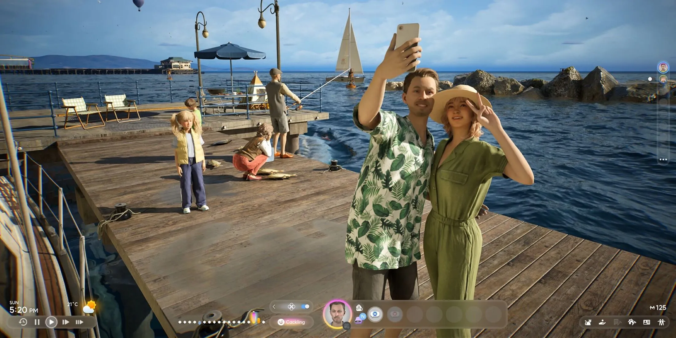 Cặp đôi Zoi tạo dáng chụp ảnh selfie trong thế giới game inZOI đầy màu sắc