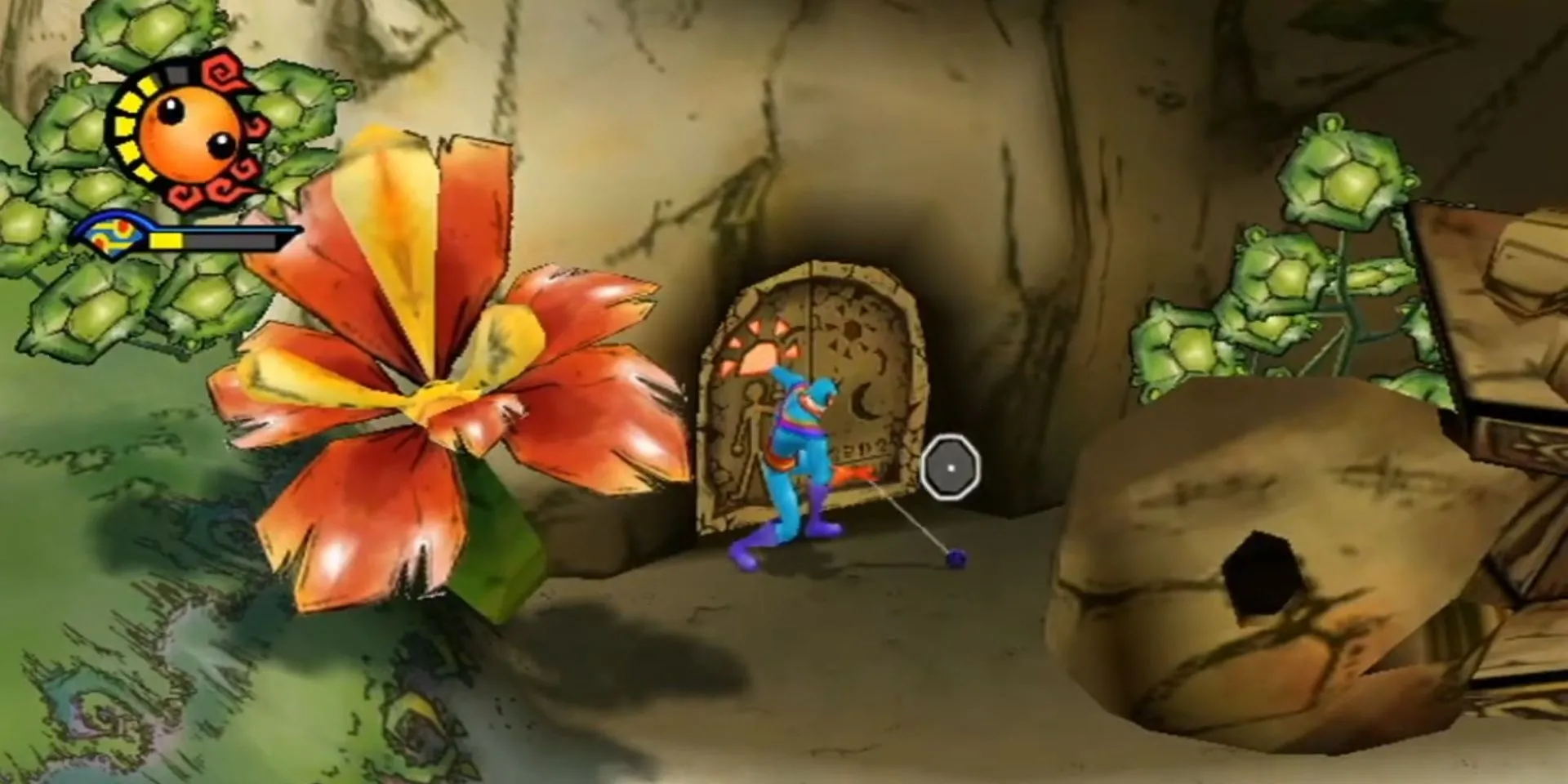 Captain Rainbow đang chơi yo-yo trong một khung cảnh đầy màu sắc của game Captain Rainbow