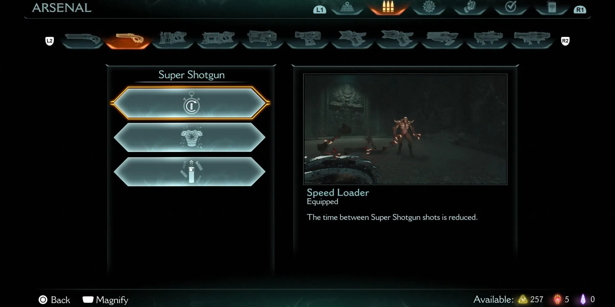 Chi tiết nâng cấp Speed Loader cho Super Shotgun trong DOOM The Dark Ages