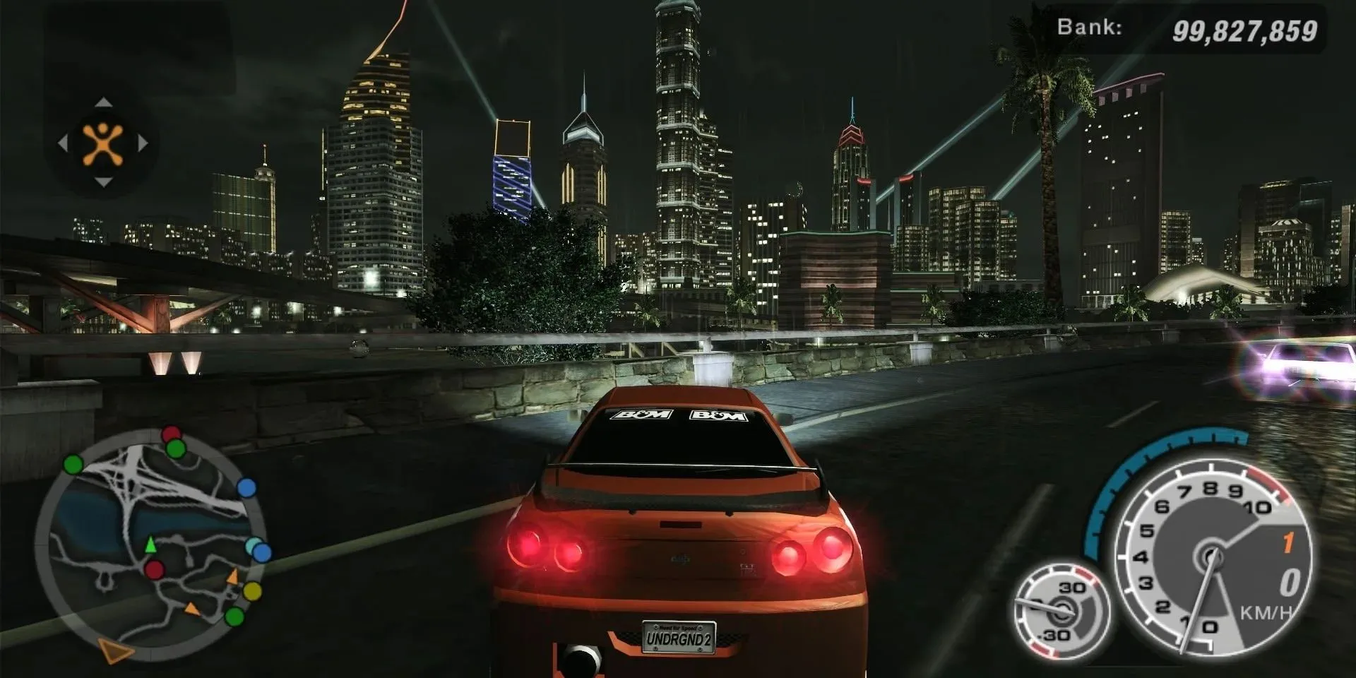 Chiếc Nissan Skyline độ lướt trên đường phố đêm trong Need for Speed Underground 2 cùng những bản hit hiphop