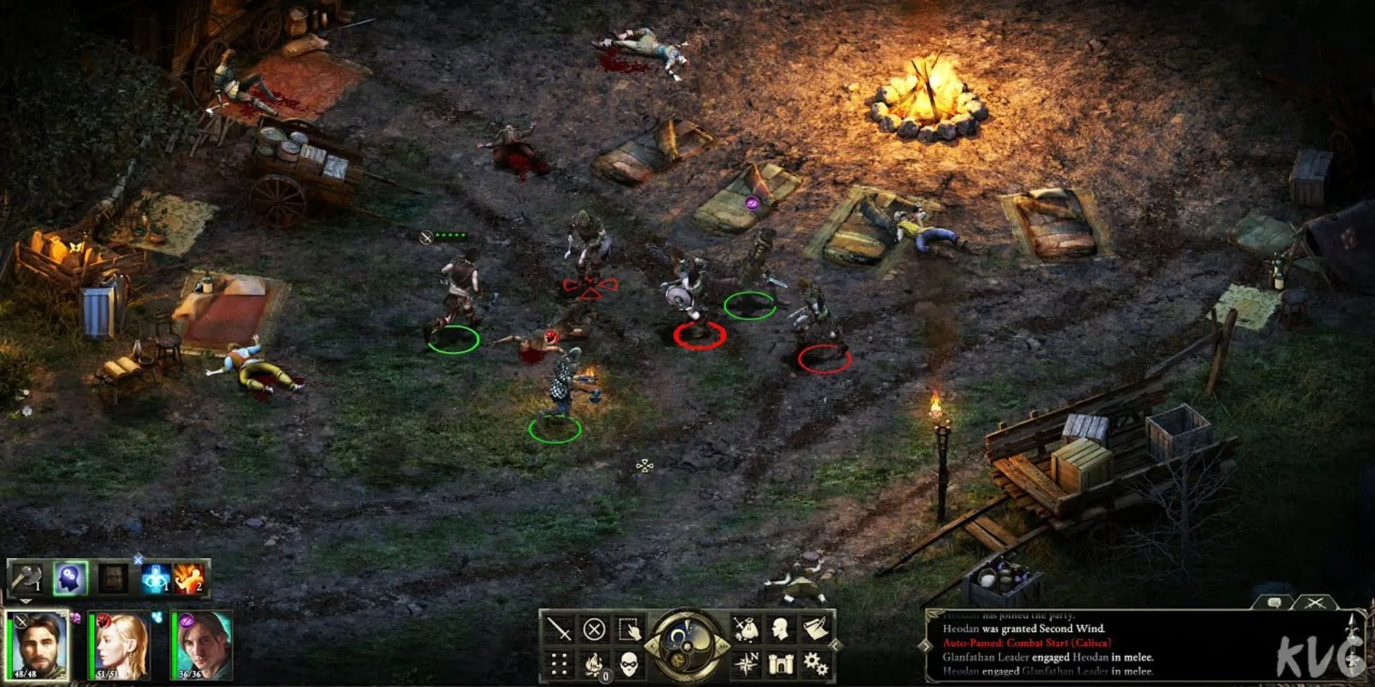 Chiến binh và pháp sư chiến đấu với quái vật trong Pillars of Eternity