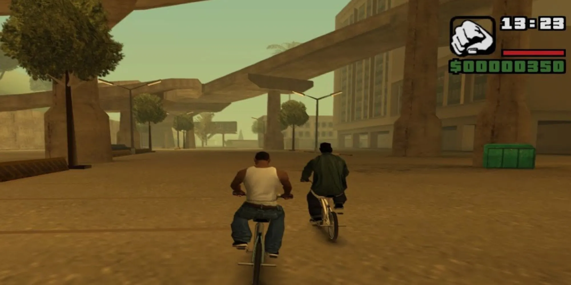 CJ dạo phố Grove Street trong GTA San Andreas với các đài radio đa dạng thể loại nhạc