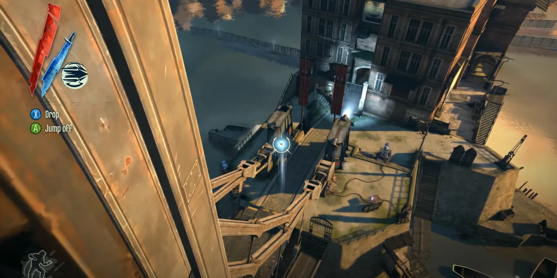 Corvo Attano sử dụng Blink để dịch chuyển tức thời trong Dishonored