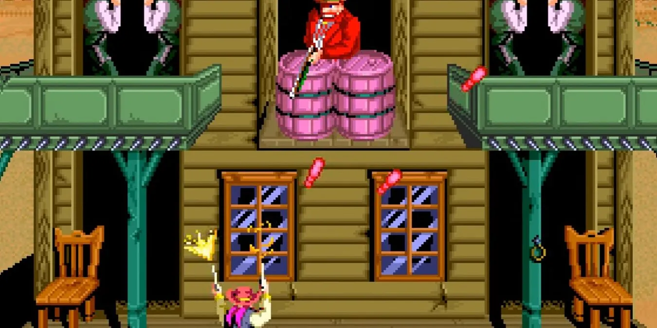 Đấu trùm Simon Greedwell trong game Sunset Riders