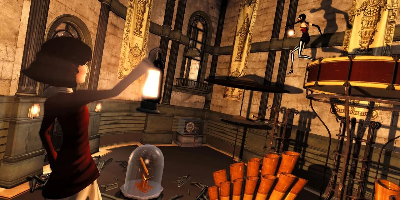 Didi chiếu đèn vào Dawn, người có khả năng biến thành bóng, trong game giải đố Contrast