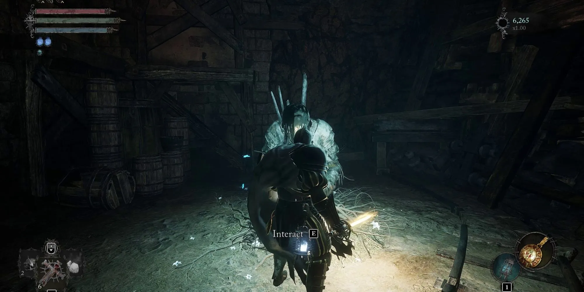 Điểm lưu game Vestige of Catrin trong Lords of the Fallen với ánh sáng xanh huyền ảo