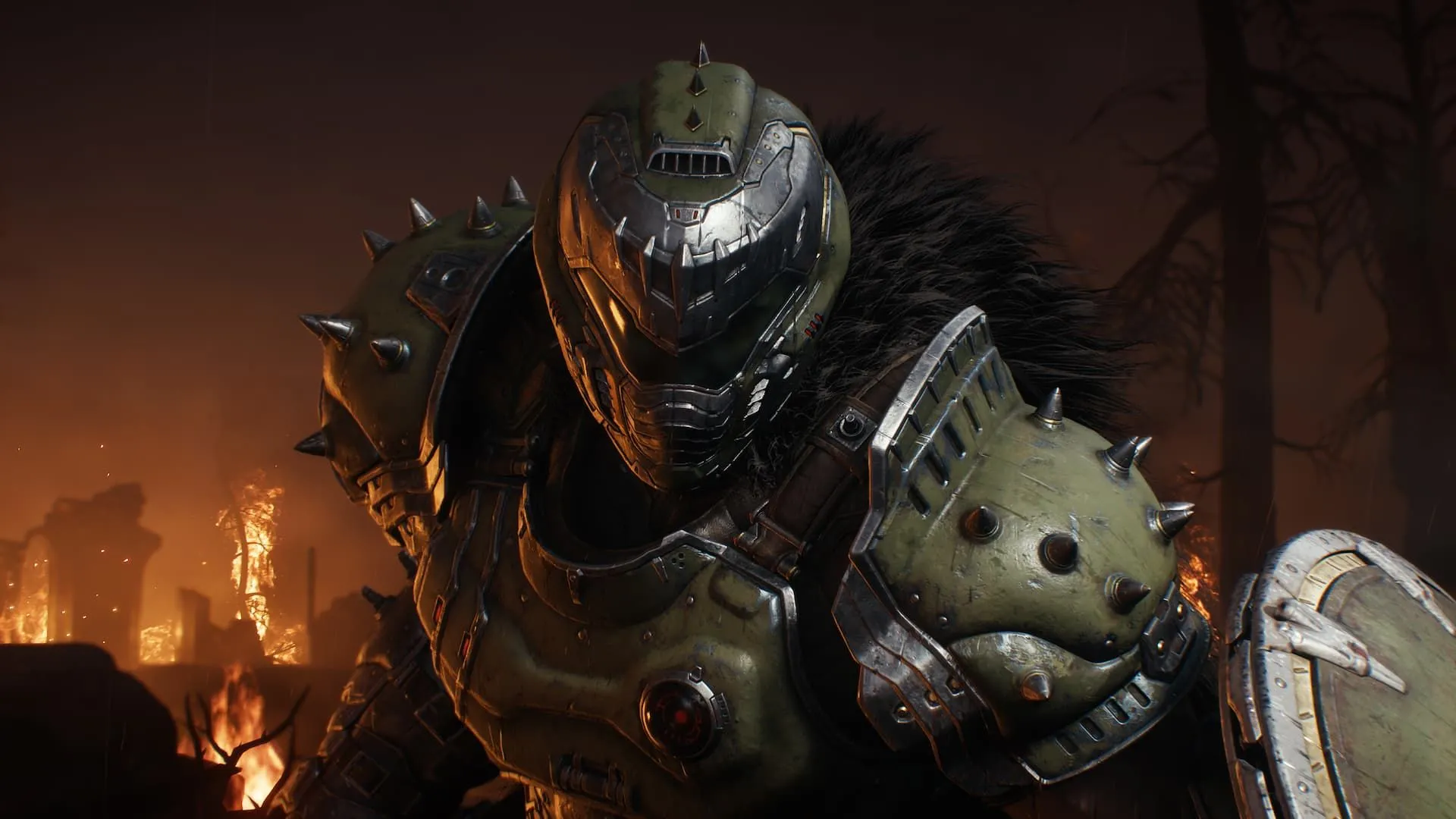 Doom Slayer sử dụng khiên gắn cưa máy mới trong DOOM The Dark Ages.
