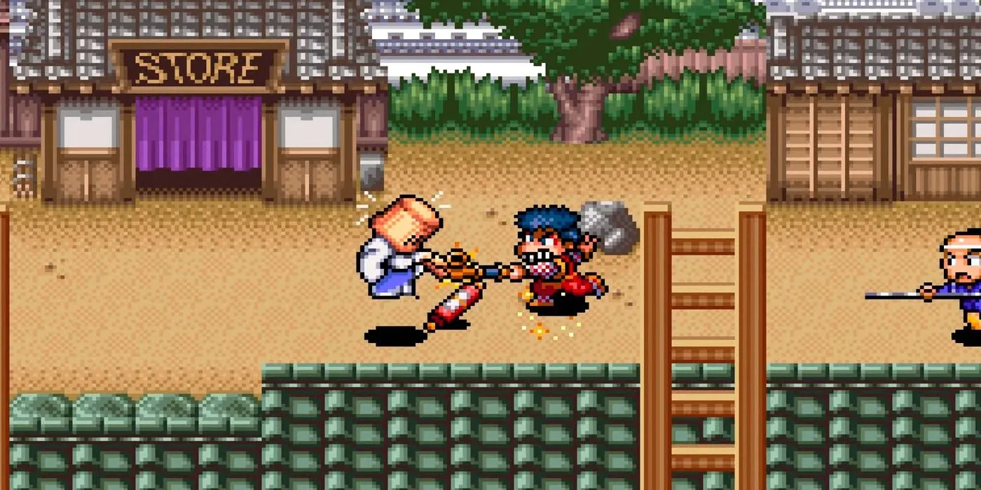 Gameplay của The Legend of the Mystical Ninja với hai nhân vật