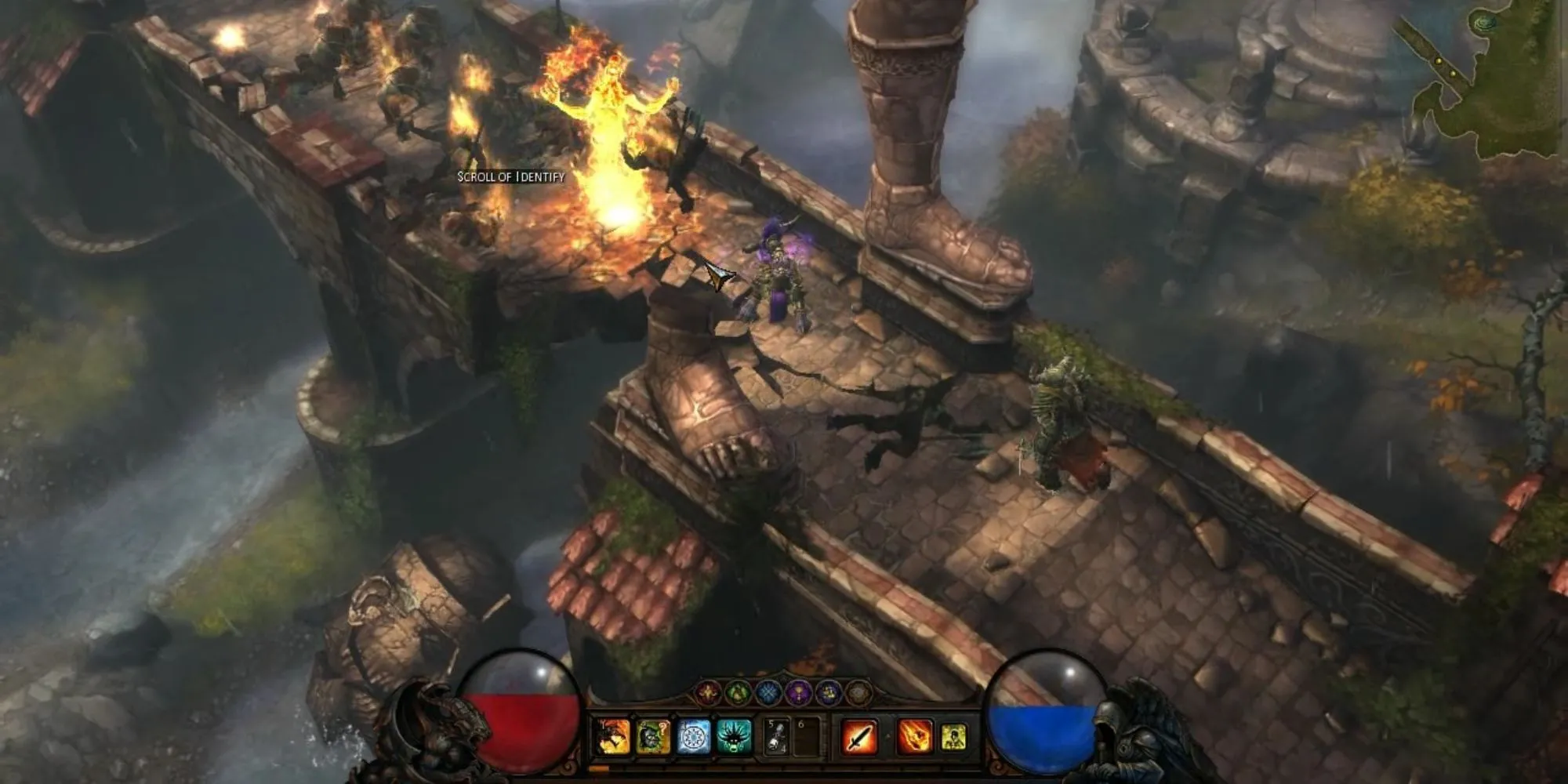 Gameplay Diablo 3 với nhân vật chiến đấu chống lại quái vật