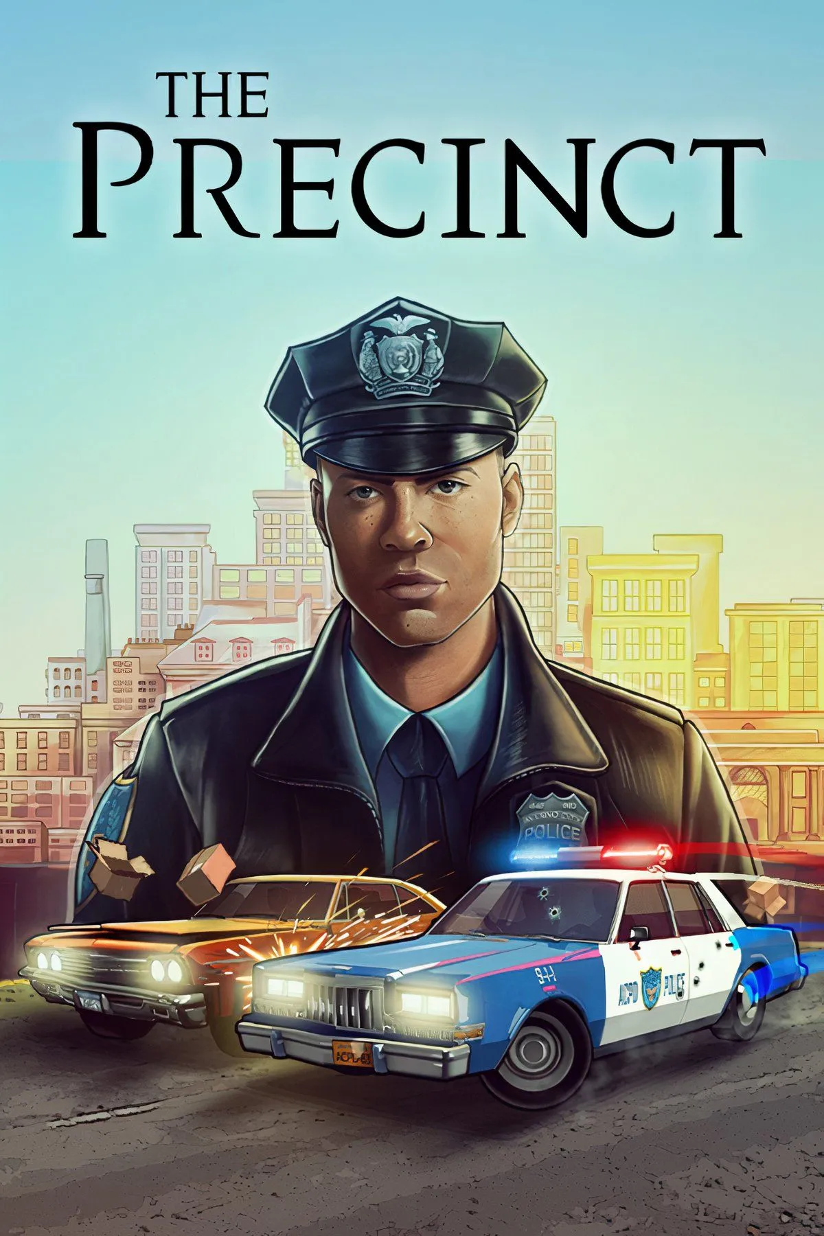 Gameplay góc nhìn từ trên xuống và xe cảnh sát trong game The Precinct