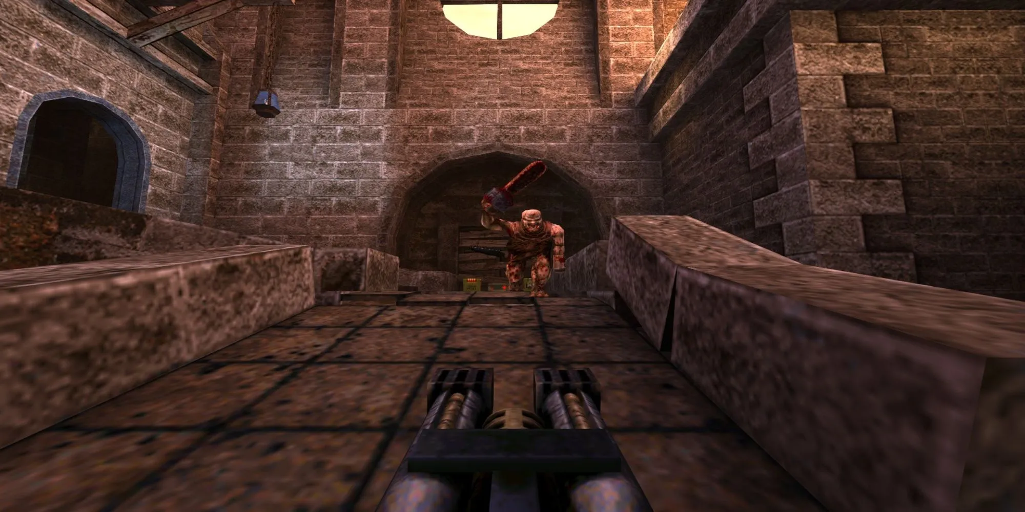 Gameplay hành động nhanh của Quake với đồ họa 3D sơ khai