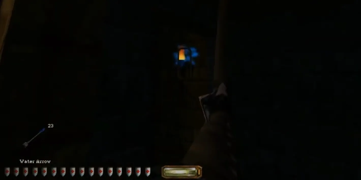 Garrett sử dụng mũi tên nước trong Thief The Dark Project