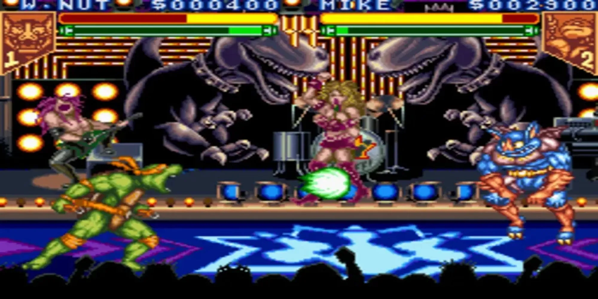 Giao diện chiến đấu trong Tournament Fighters trên SNES