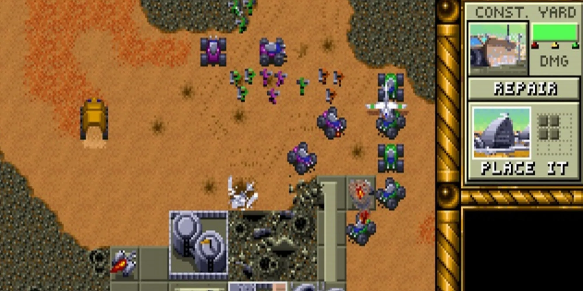 Giao diện chiến thuật trong game Dune II