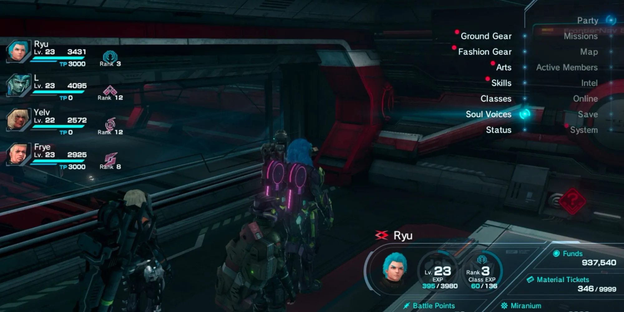 Giao diện menu Soul Voice trong Xenoblade Chronicles X hiển thị các tùy chọn