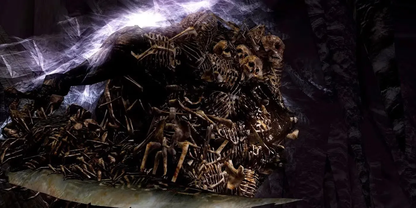 Gravelord Nito trùm cuối mộ cổ với bầy xương trong Dark Souls