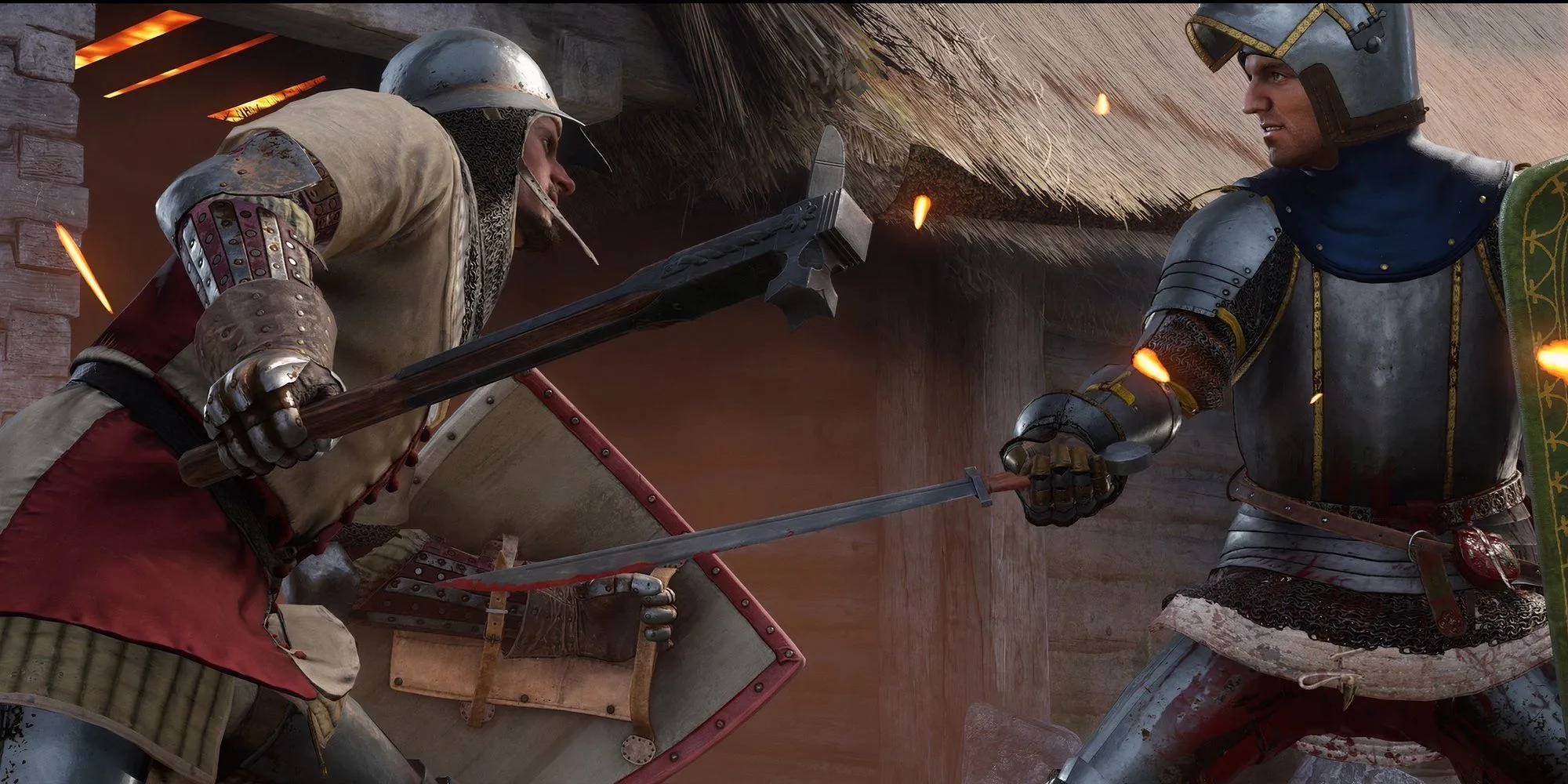 Hai binh sĩ đang giao chiến bằng vũ khí trong Kingdom Come Deliverance