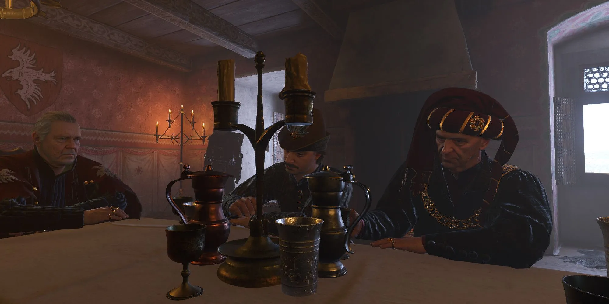 Henry đối thoại với Chamberlain Ulrich tại lâu đài Trosky để bắt đầu nhiệm vụ Demons of Trosky trong Kingdom Come Deliverance 2