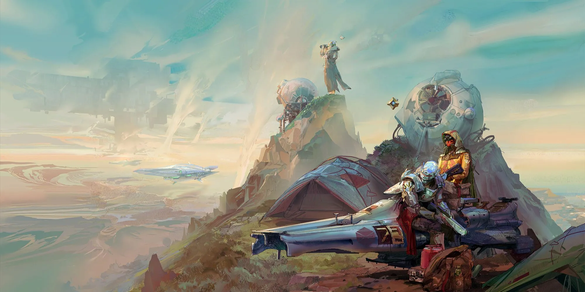 Hình ảnh một Guardian (nhân vật người chơi) đứng giữa một môi trường đổ nát trong game Destiny 2