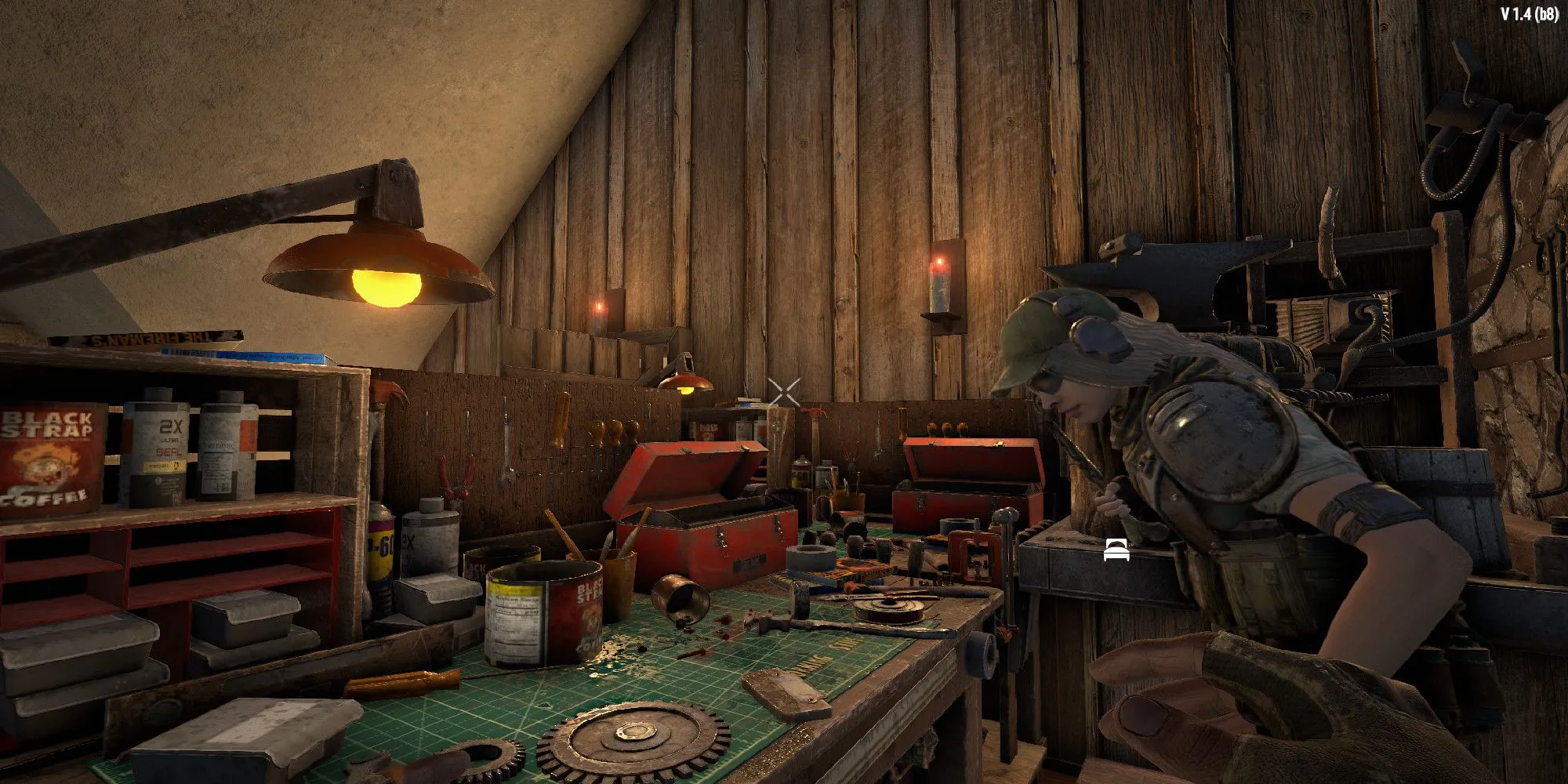 Hình ảnh người chơi Kỹ sư cao cấp đang làm việc tại bàn làm việc (workbench) trong 7 Days to Die