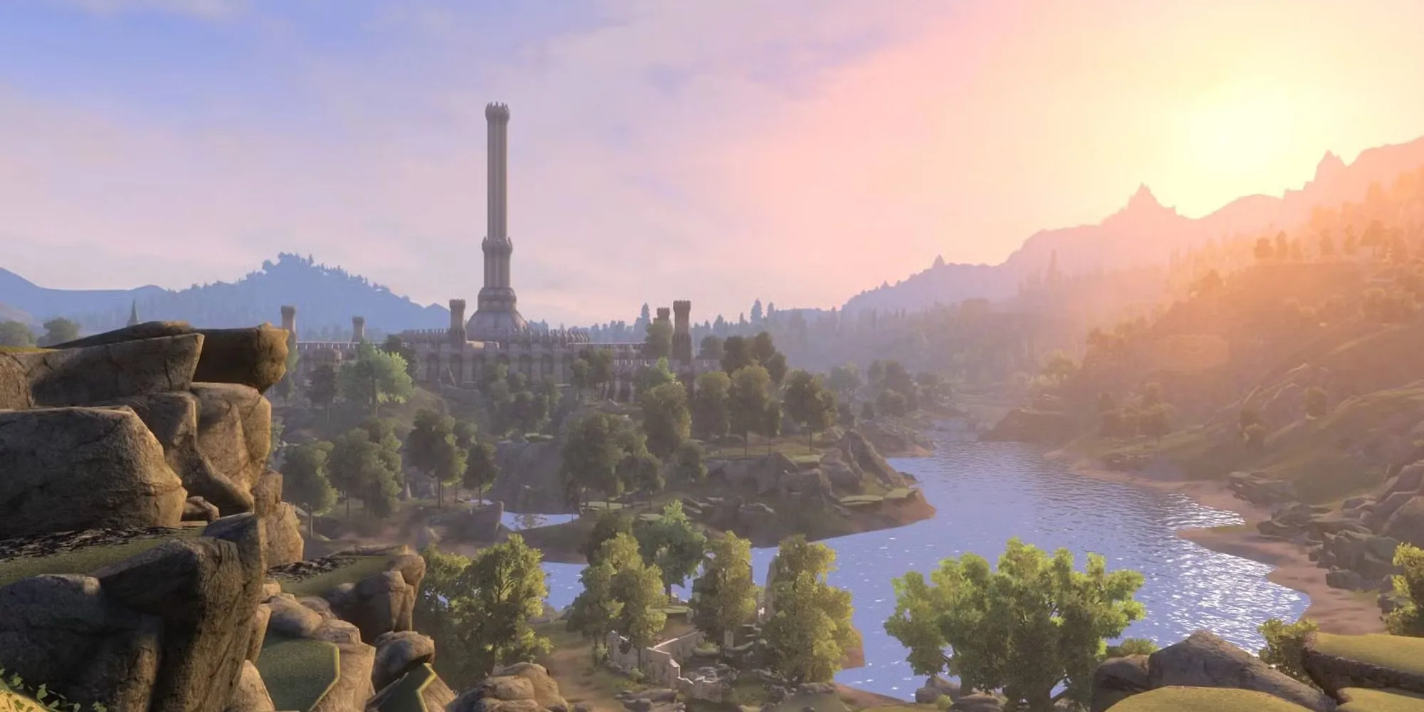 Hình ảnh thành phố Imperial trong dự án Skyblivion, thể hiện bầu không khí chi tiết và độc đáo.
