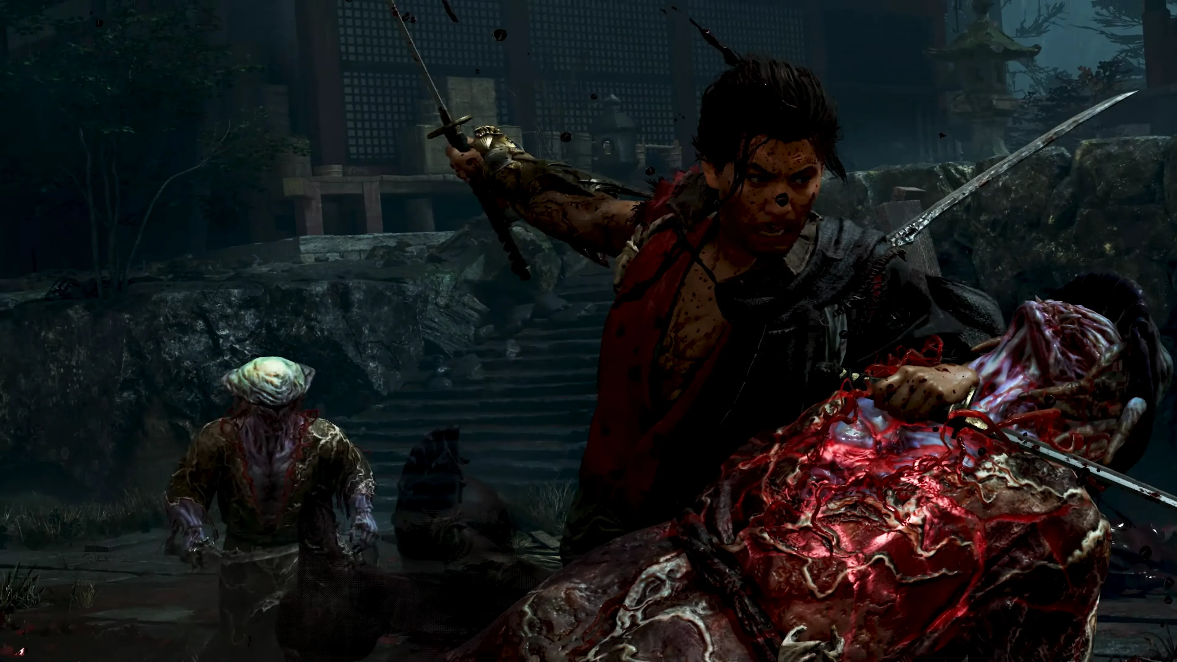 Onimusha: Way of the Sword - Huyền thoại Capcom trở lại, game thủ Việt cần biết gì? 1 Hình ảnh từ trailer công bố Onimusha: Way of the Sword với logo game và khung cảnh tăm tối