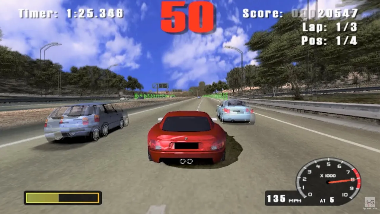 Hình ảnh tựa game Burnout đầu tiên, khởi đầu cho series đua xe huyền thoại