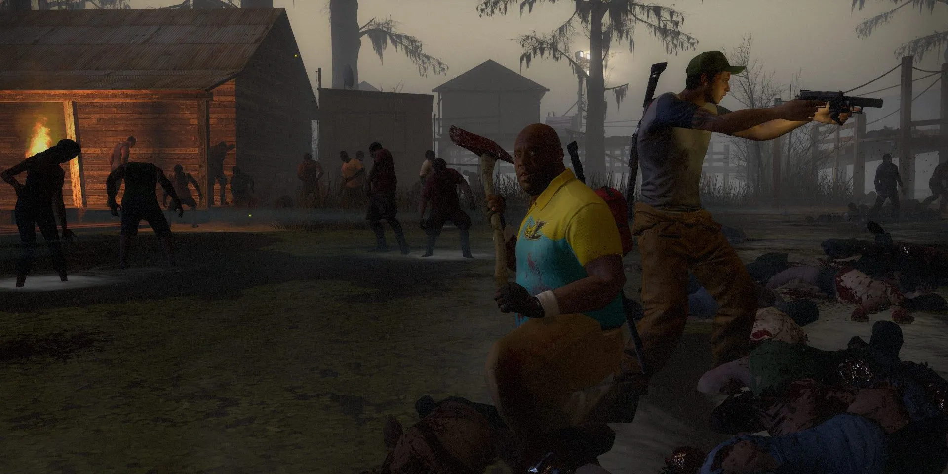 Huấn luyện viên và Ellis trong Left 4 Dead 2