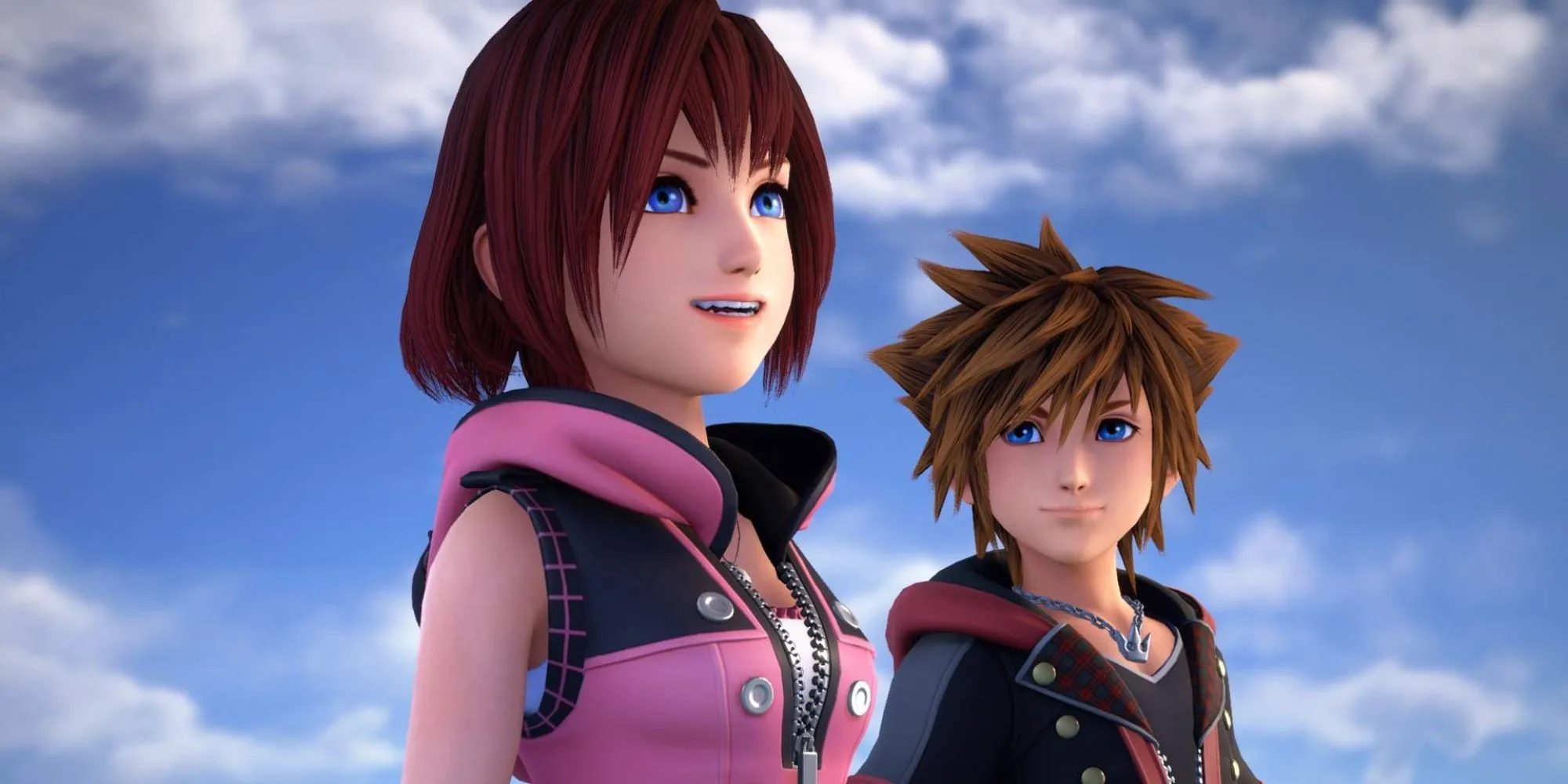 Kairi và Sora trong một khoảnh khắc tình cảm của Kingdom Hearts 3.