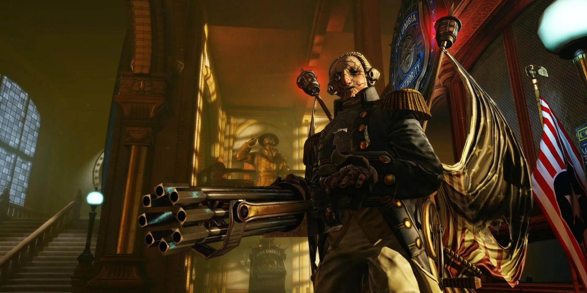 Kẻ thù Motorized Patriot khổng lồ trong BioShock Infinite
