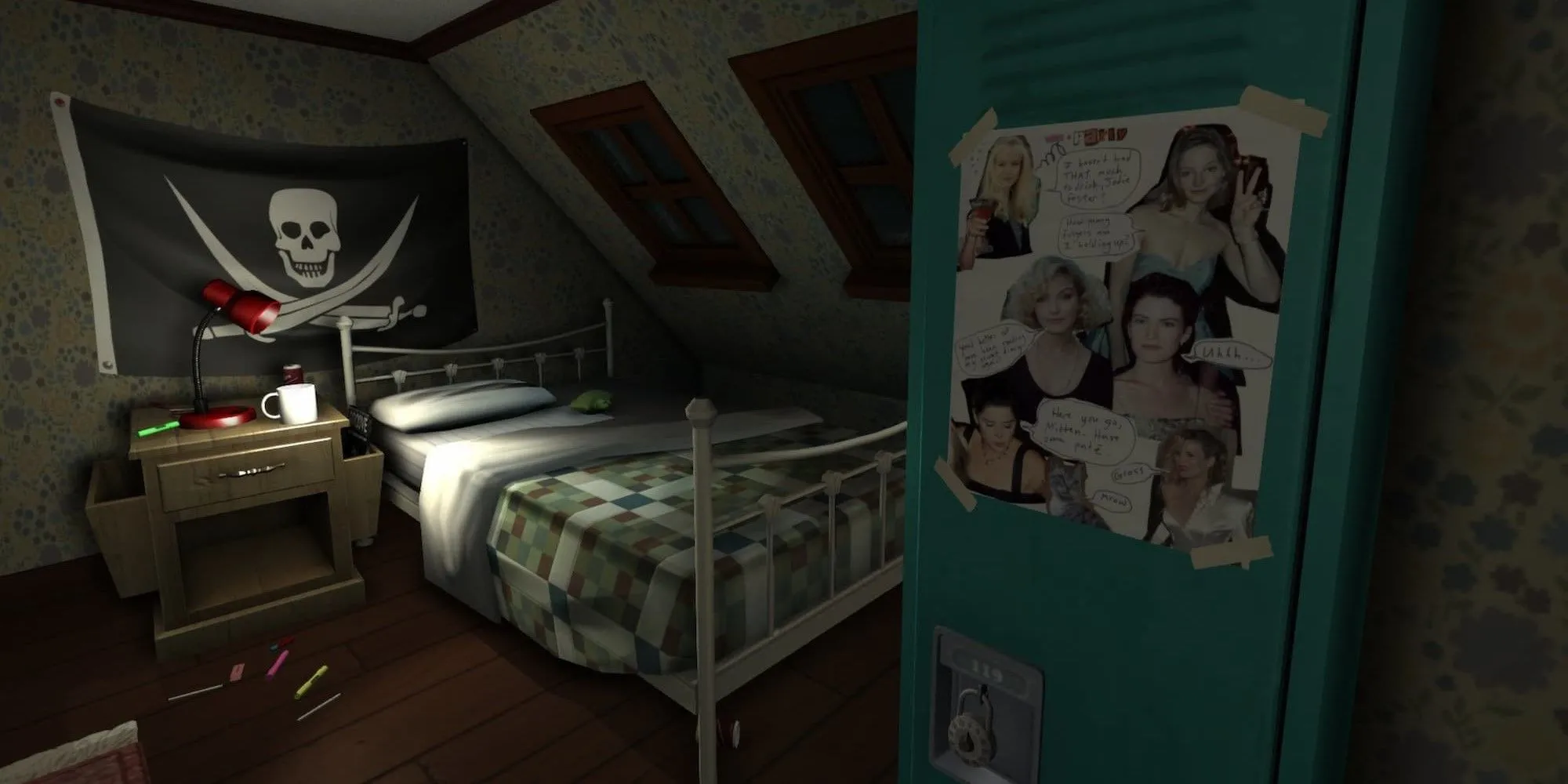 Khung cảnh một căn phòng ngủ được khám phá trong game Gone Home