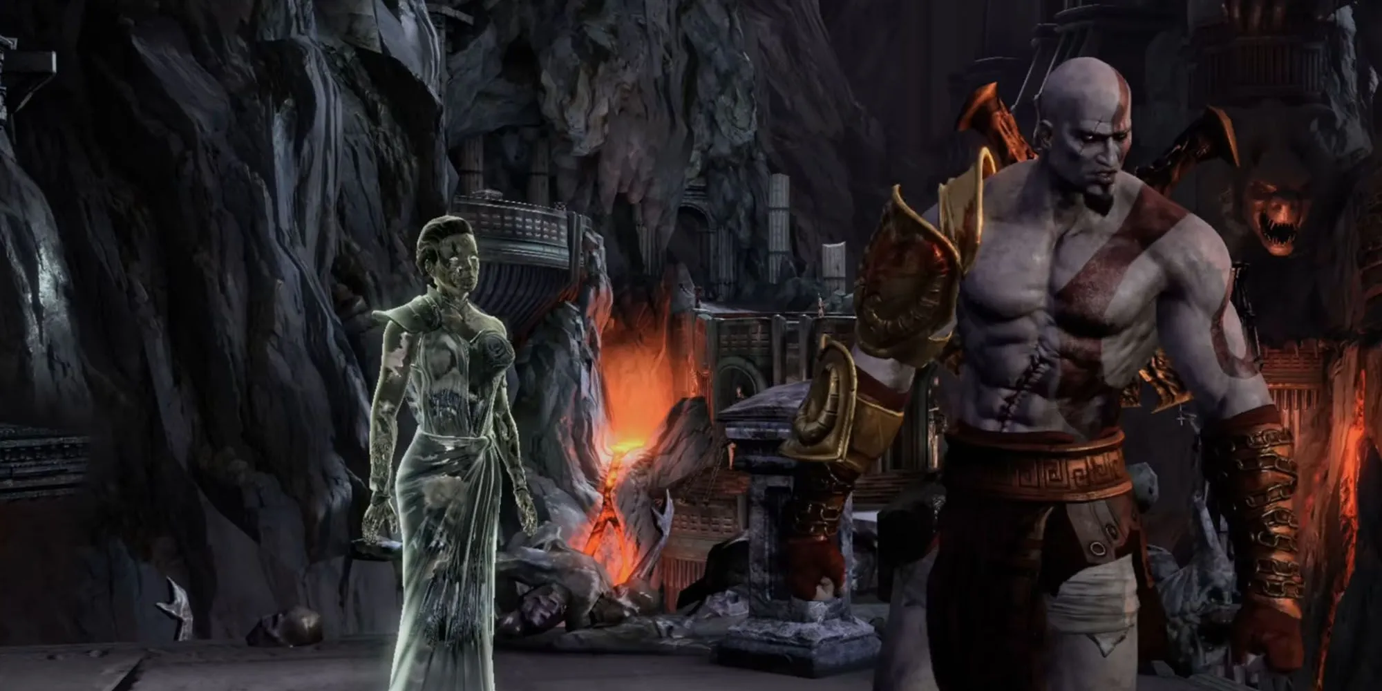 Kratos chiến đấu với Poseidon trong God of War 3 trên PS3