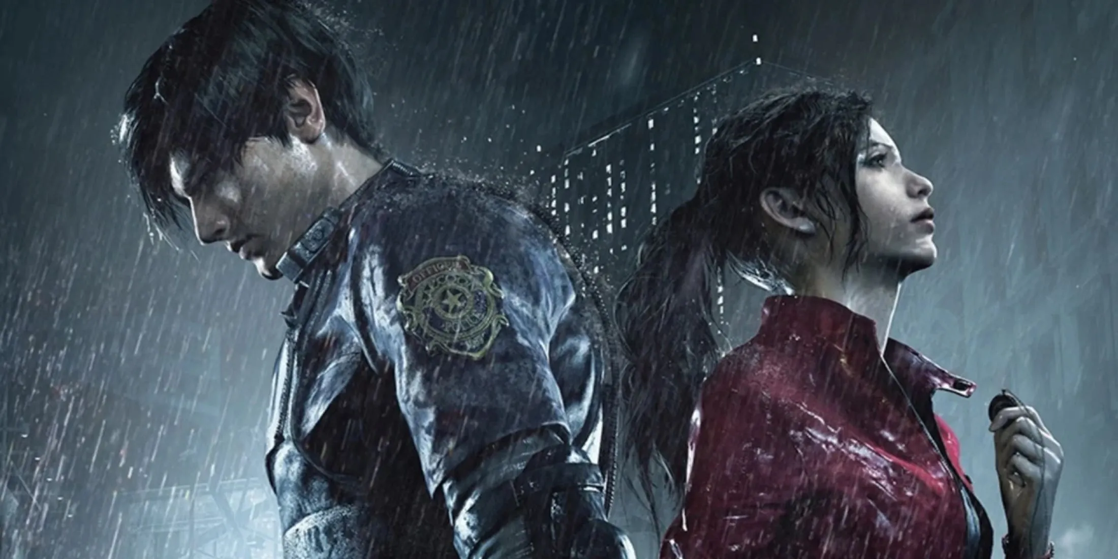 Leon Kennedy và Claire Redfield chiến đấu với zombie trong sở cảnh sát Raccoon City, Resident Evil 2 Remake