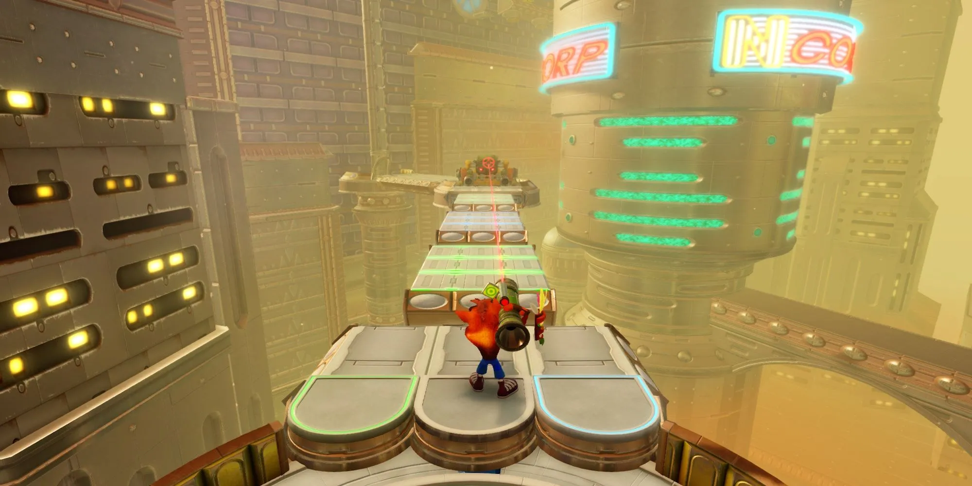 Màn chơi Future Tense trong Crash Bandicoot 3 N.Sane Trilogy với bối cảnh tương lai hiện đại và thử thách