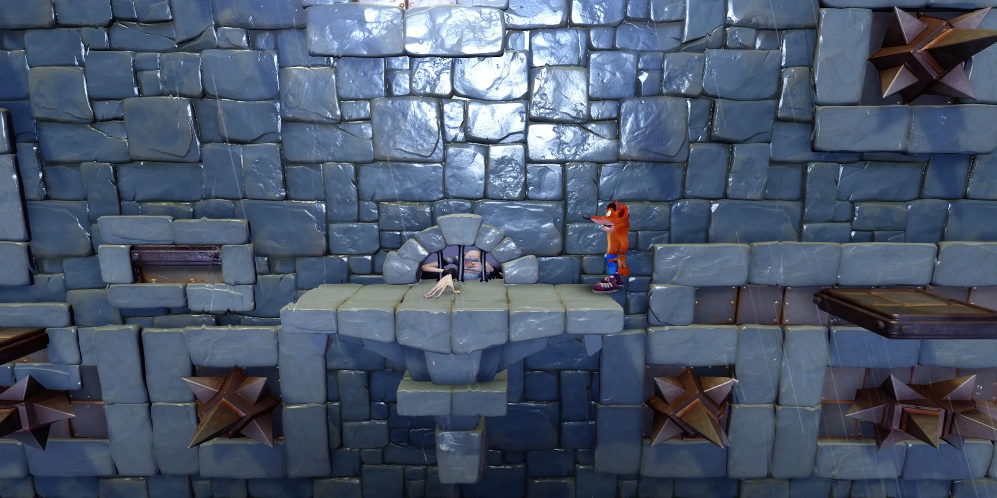 Màn chơi Slippery Climb trong Crash Bandicoot đầy thử thách với mưa bão và vách đá trơn trượt