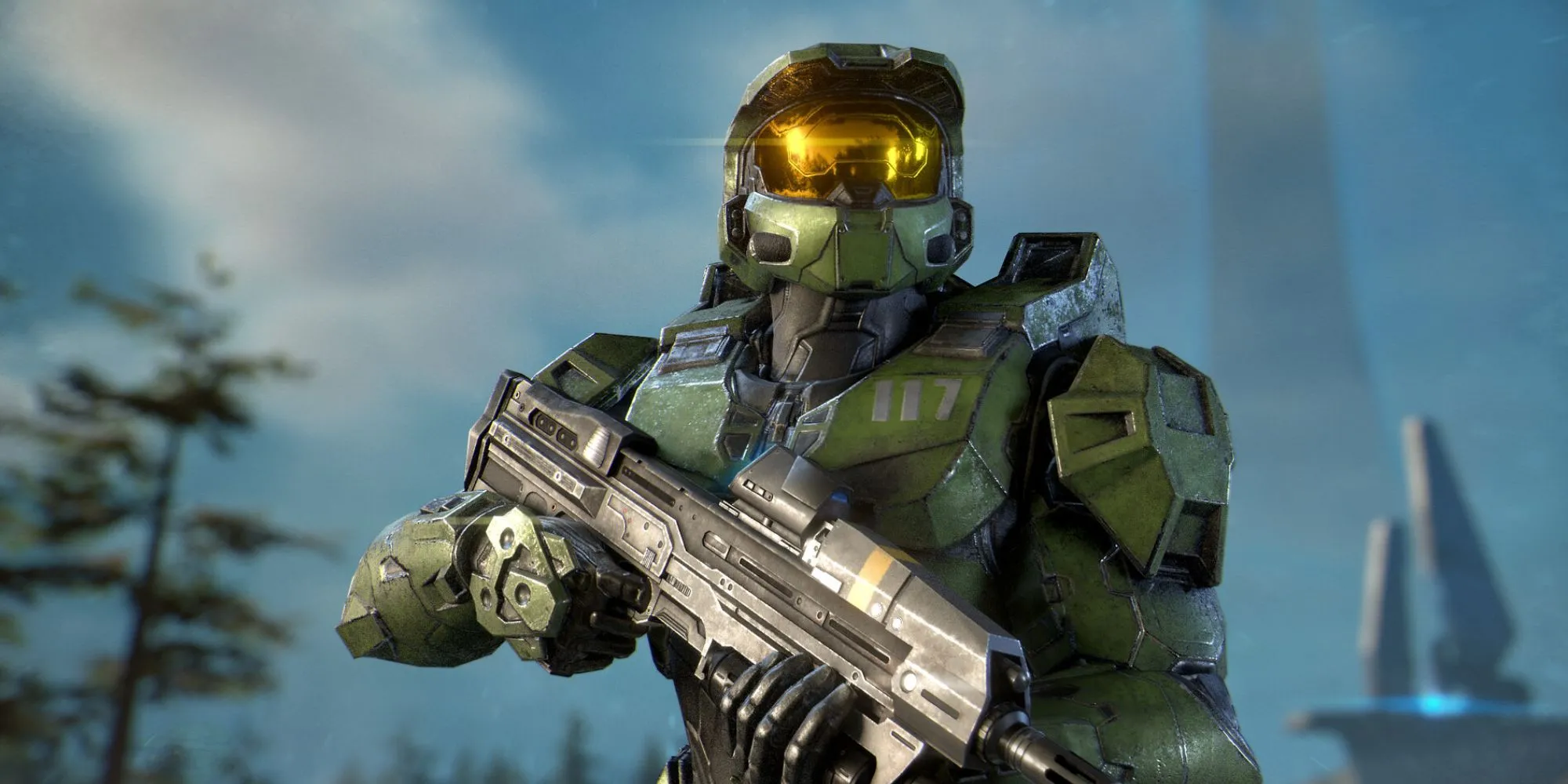 Master Chief đứng trong thế giới mở của Halo Infinite