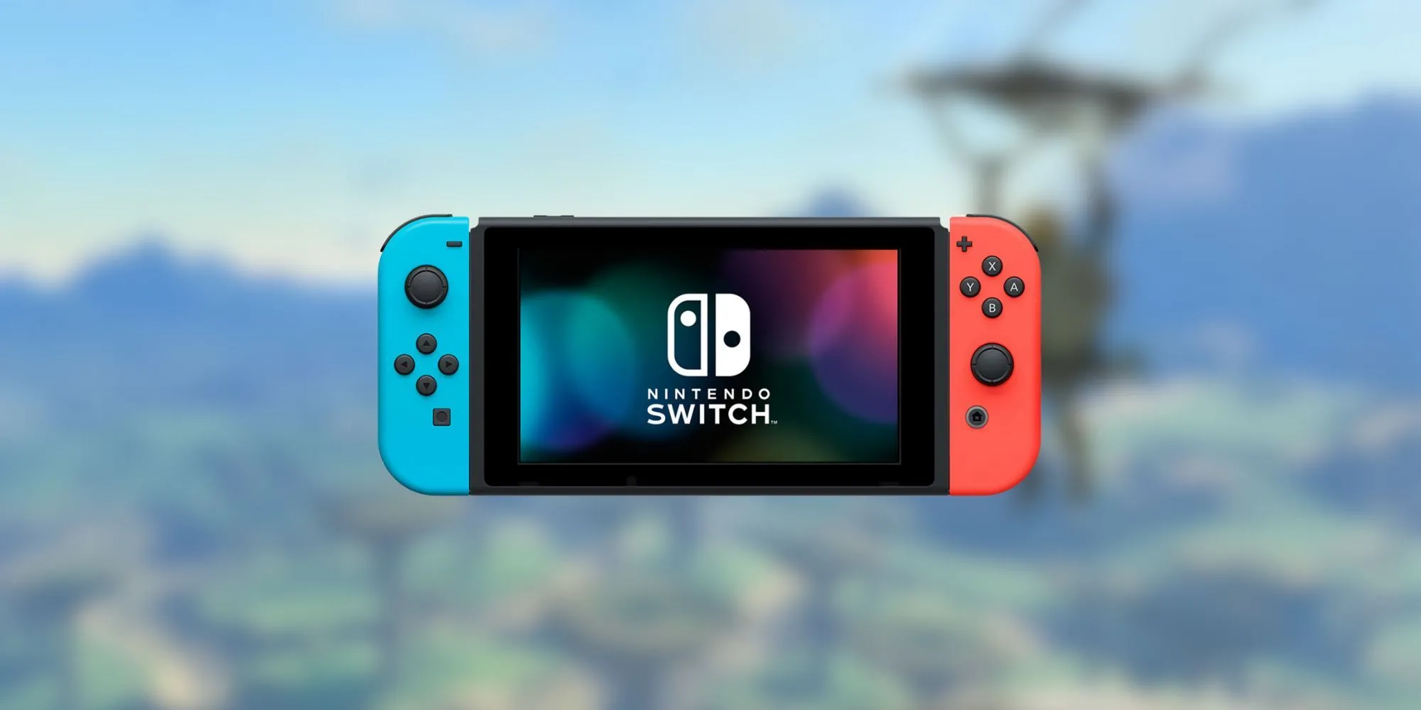 Máy chơi game Nintendo Switch với hai Joy-Con màu xanh và đỏ đặc trưng