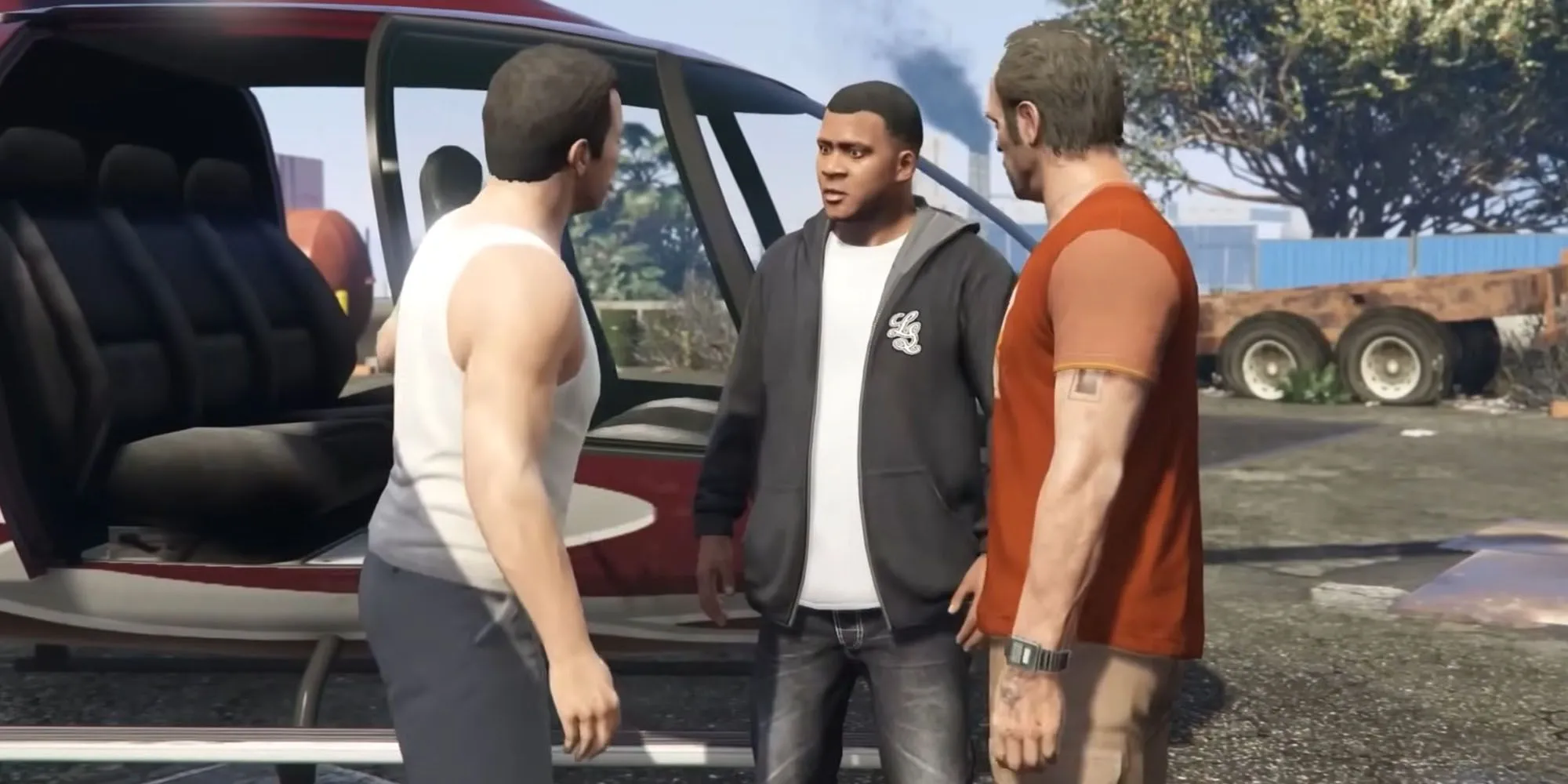 Michael, Franklin và Trevor hợp tác trong nhiệm vụ Three's Company GTA V