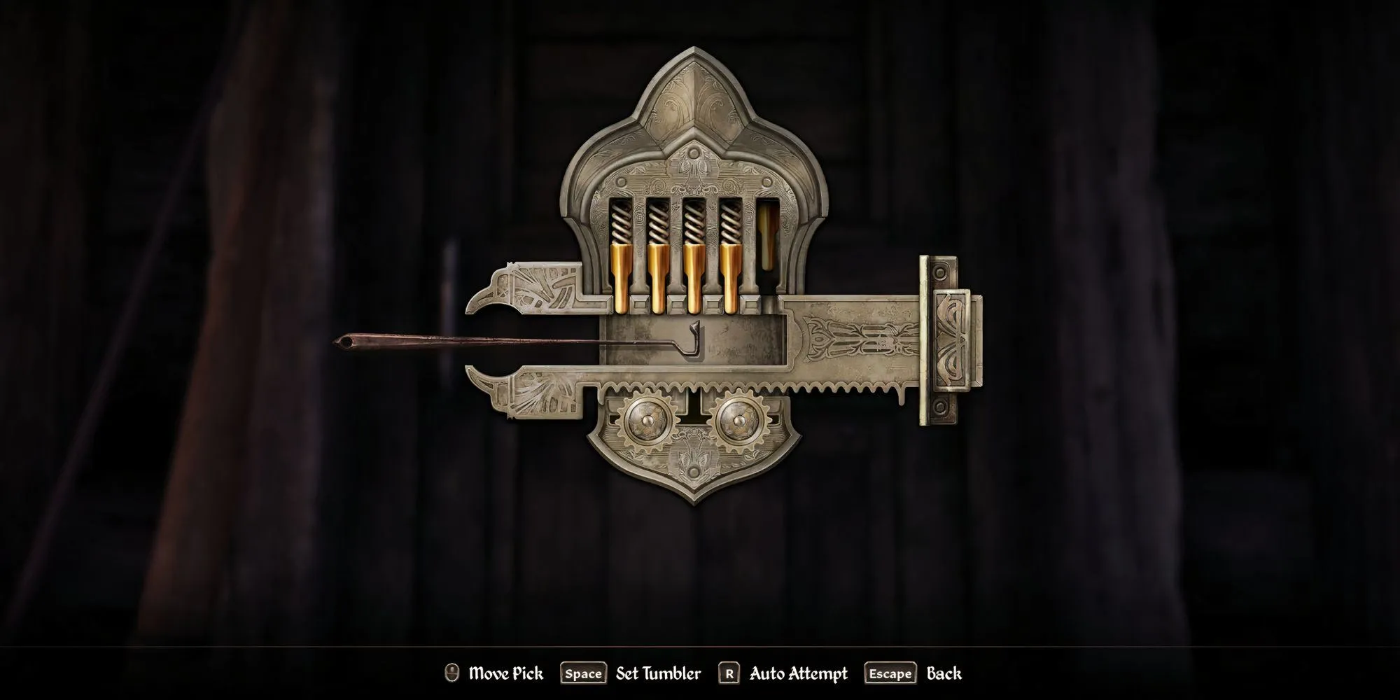 Mini-game bẻ khóa rương đồ khóa rất khó trong Oblivion Remastered