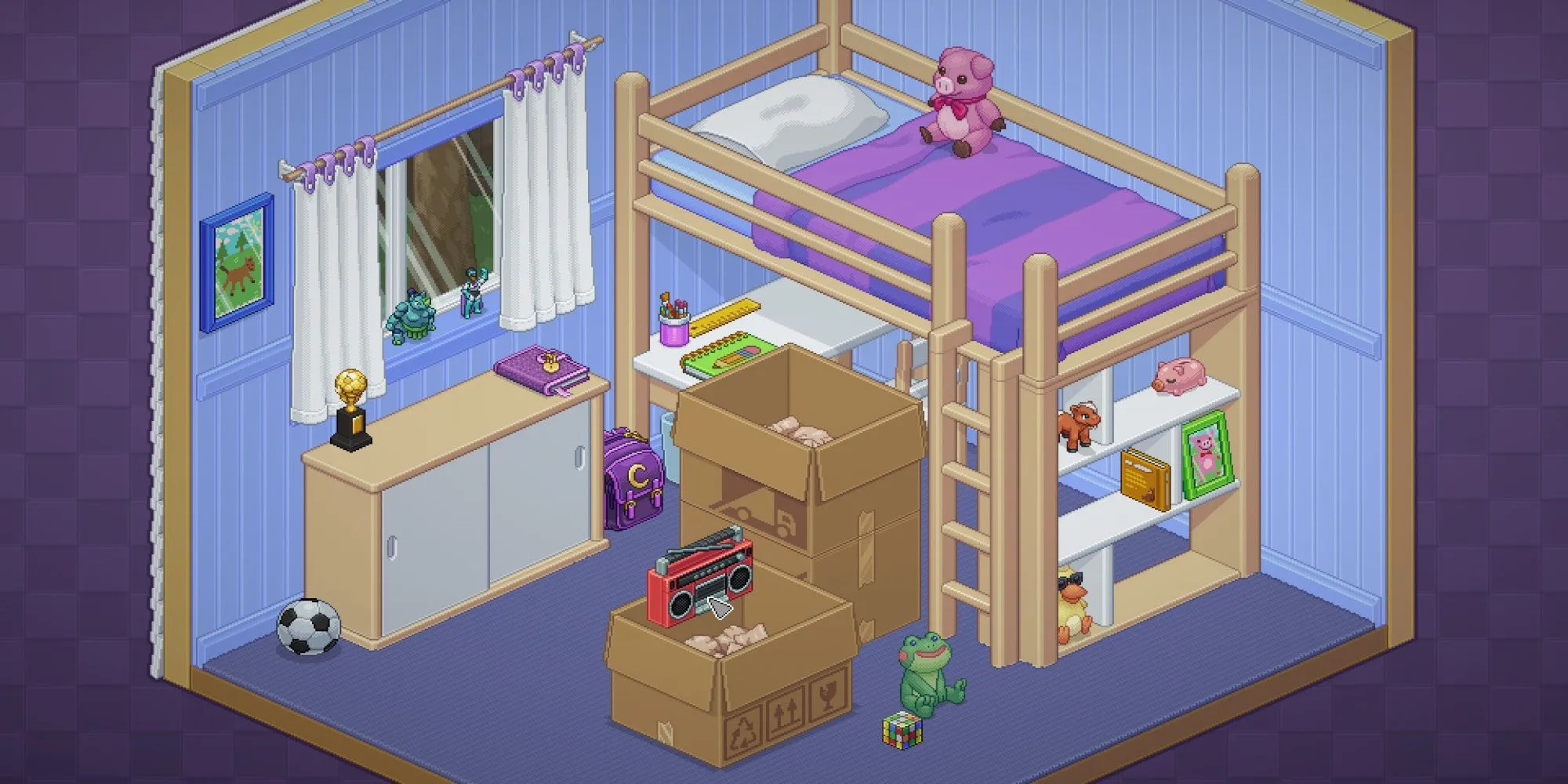 Một căn phòng đang được sắp xếp trong game Unpacking
