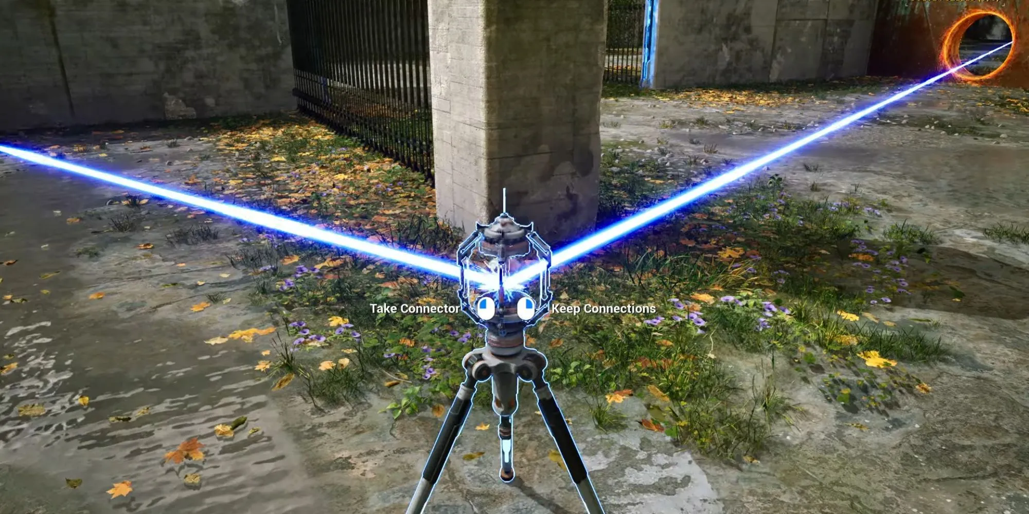 Một cảnh quan ấn tượng trong The Talos Principle 2 với mặt trời xanh và tia laser