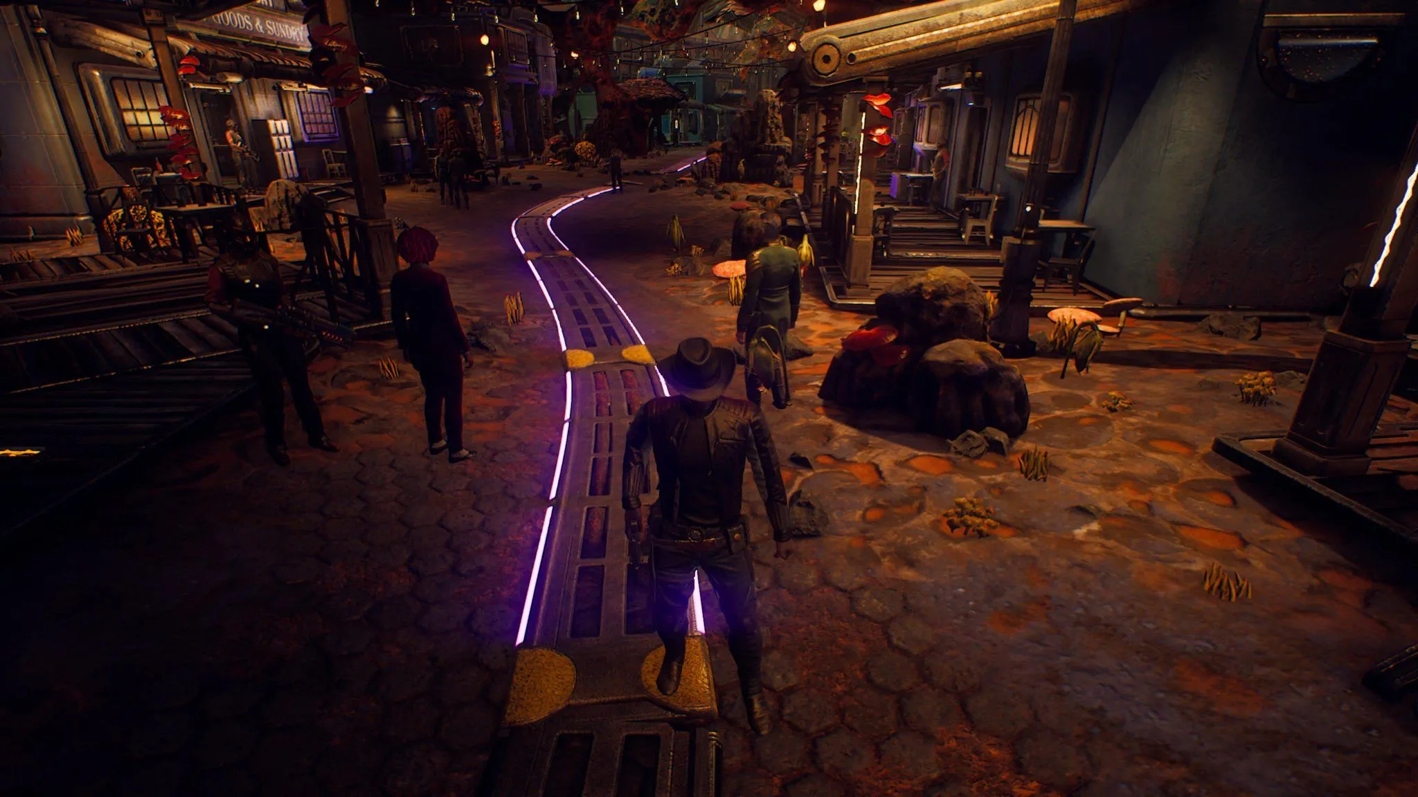 Một cảnh quan trong game The Outer Worlds tại Fallbrook