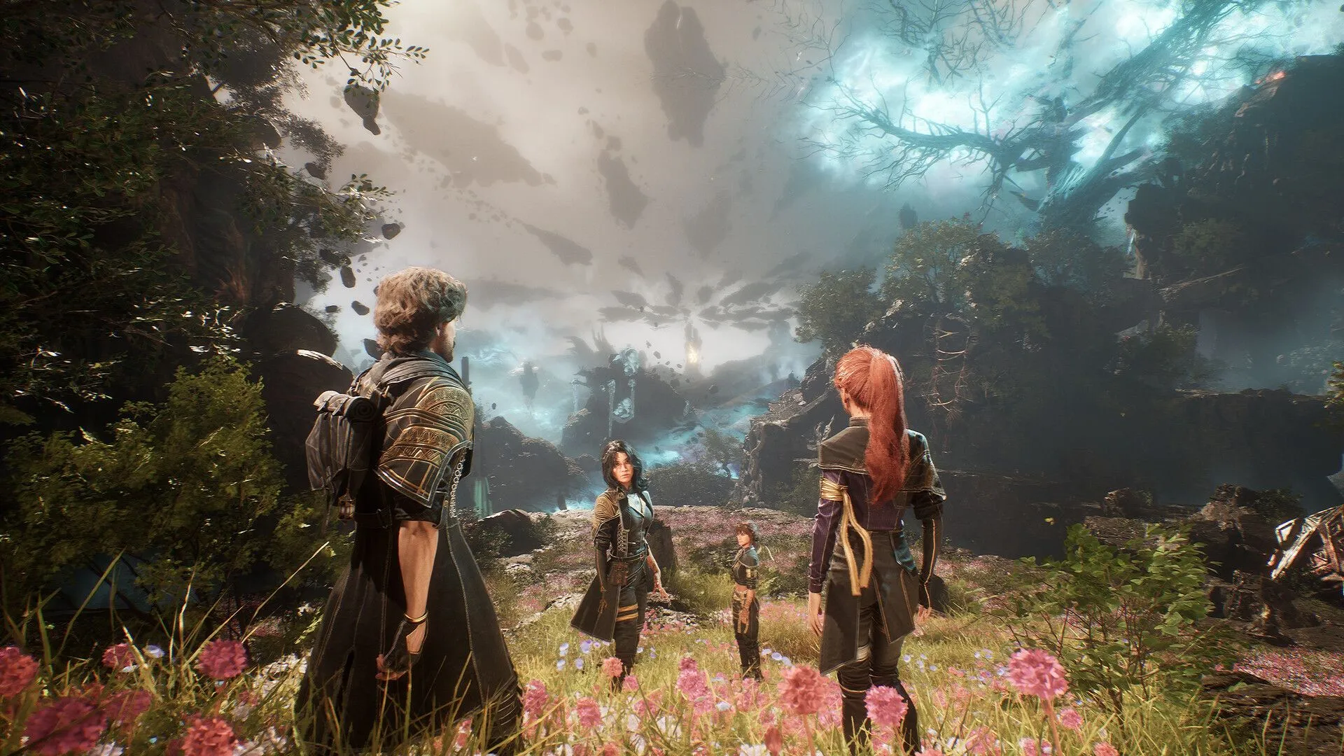 Một cảnh trong game Clair Obscur Expedition 33, giới thiệu đội hình nhân vật.