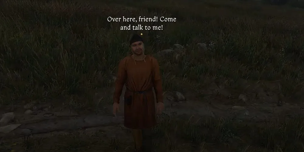 Một người đưa tin của Hội Đạo Chích chặn đường Henry để giao nhiệm vụ The Spark trong Kingdom Come Deliverance 2