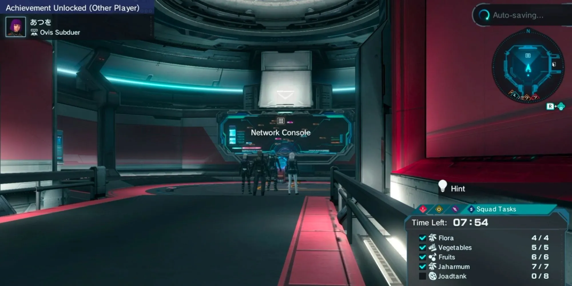 Một nhóm người chơi hợp tác trong chế độ online của Xenoblade Chronicles X, thể hiện tinh thần đồng đội.